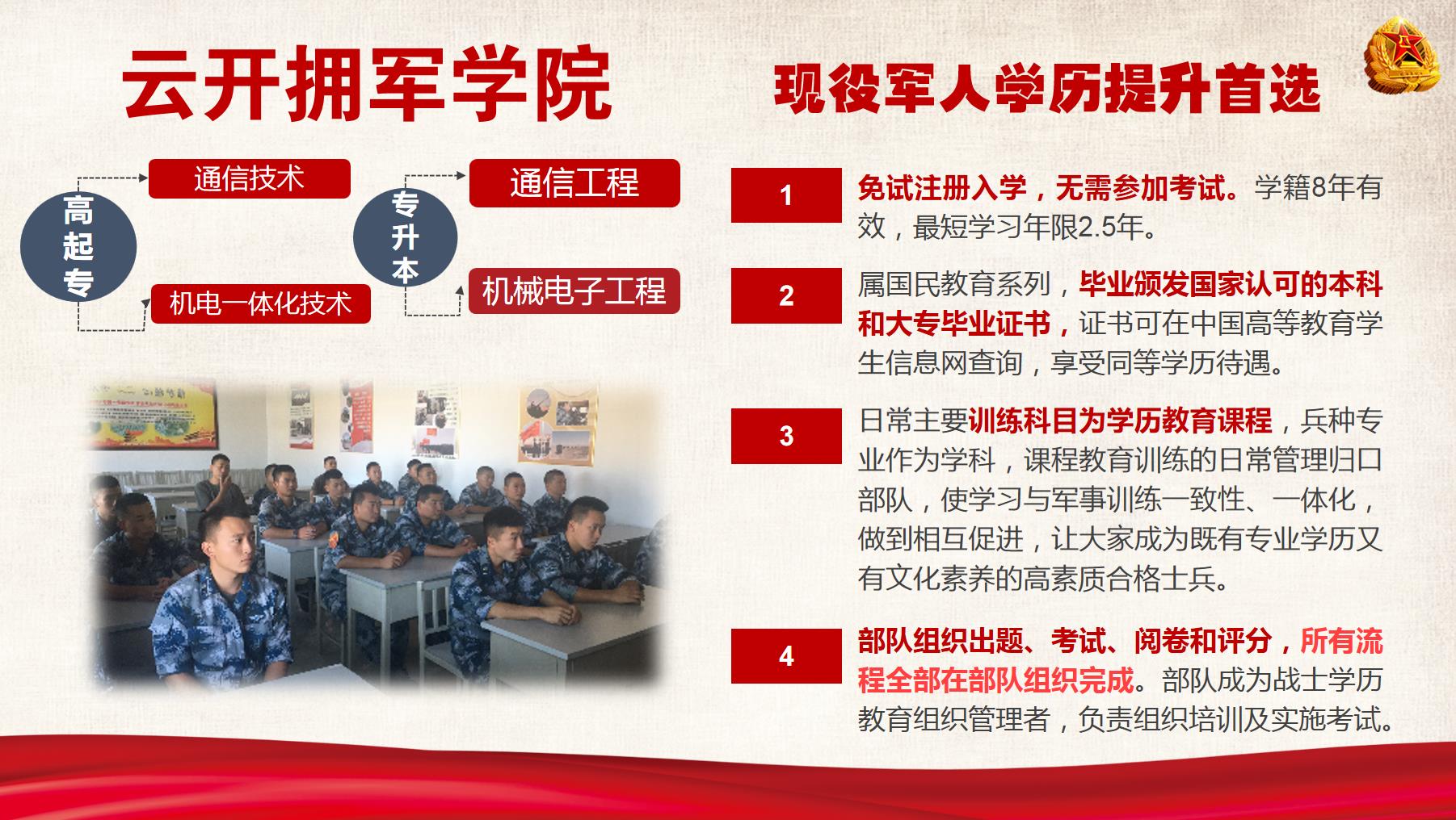 現(xiàn)役軍人學(xué)歷提升